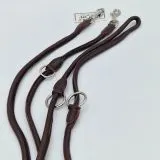 Lederleine Schogun Leine rund genht mittel Schwarz Rotbraun Dunkelbraun Schogun verstellbar