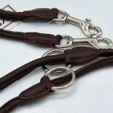 Lederleine Schogun Leine rund genht mittel Schwarz Rotbraun Dunkelbraun Schogun verstellbar