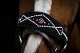 Black Pearl Multi Trense geteiltes Genick Schwarz Butterweich VB WB X Full Noriker Kaltblut Glitzer Strass