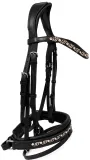 Trense DIONI ergonomisch Genick Steg Patches Leder Schwarz VB WB X Full Rose/ Champagner Beige Noriker