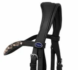 Trense DIONI ergonomisch Genick Steg Patches Leder Schwarz VB WB X Full Rose/ Champagner Beige Noriker