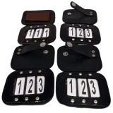 Kopfnummern Turnier Strass Glitzer Glatt + Lack Leder Braun Schwarz Klett 1 Paar = 2 Stck