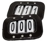 Kopfnummern Turnier Strass Glitzer Glatt + Lack Leder Braun Schwarz Klett 1 Paar = 2 Stck