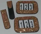 Turnier SET Kopfnummer Kopfnummern Clip Rosgold Rosegold Glitter Glitzer Gebiss im Set mglich Rose