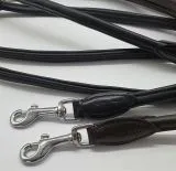 Hundeleine Leine RUND genht Braun oder Schwarz Mittelgroe Hunde Leder Lederleine 230 / 200 cm