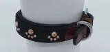 Halsband kleine Hunde Pfote Sabrowski Strass Bi Color Schwarz Braun Leder 25-30 cm 2,5 cm Breit Glitzerhalsband