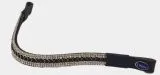 Stirnband Schwarz WEi Glitzer VB WB Leder Stirnriemen Stirnband geschwungen Strass 39,5 42 cm
