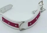 Halsband Leder Weiss Pink Rosa 40-44 cm Breit 5 cm Einzelstck se Mittig