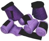 SET Hufglocken + Bandagen Lila Hellblau Rosa ROT Glitzer Minishetty Mini Shetty Falabella Sunny