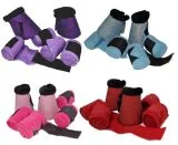 SET Hufglocken + Bandagen Lila Hellblau Rosa ROT Glitzer Minishetty Mini Shetty Falabella Sunny