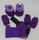 SET Hufglocken + Bandagen Lila Hellblau Rosa ROT Glitzer Minishetty Mini Shetty Falabella Sunny