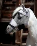 Fliegenhaube + + Lissy MIT Ohr MIT Nasenschutz Gr. SHETTY Grau Schwarz Fliegen Haube Fliegenmaske