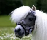 Fliegenhaube - - Lissy Ohne Ohr Ohne Nasenschutz Gr. Minishetty SHETTY Grau Schwarz Fliegen Haube Fliegenmaske