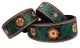 Halsband Embross Braun gestanzt + bemalen Gr�n Blumen WEICH unterlegt M L XL Breit Hohe Zugkraft
