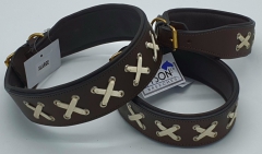 Lederhalsband LACE  Zierkordel Kreuz Stick unterlegt Halsband LEDER Breit sehr stabil M L XL