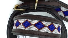 Lederhalsband Apach Indianer Schwarz Perlen Schwarz Braun  Unterlegt Halsband LEDER Breit sehr stabil M L XL Hohe Zugkraft