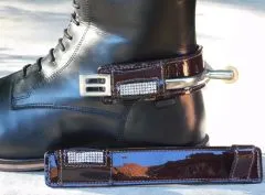 Sporenschutz Leder Stiefelschutz Strass Glitzer Schwarz Braun + Lack