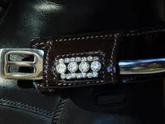 Sporenschutz Leder Stiefelschutz Strass Glitzer Schwarz Braun + Lack