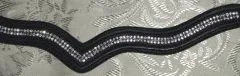 Strass Stirnband gewellt Leder MS S VB Glitzer Stirnriemen Leder Glitzerstirnband