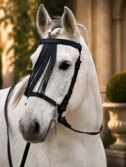 Paolo Barock Spanische Vaquero Zaum Trense Leder VB WB Ex Full Lederfransen - Frontalera Schwarz incl. Lederz�gel