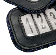 Kopfnummern Leder BLUE Blau Schwarz Glitzer Blau Schwarz Kopf Nummern Turnier Klick Lasche Lack / Glatt