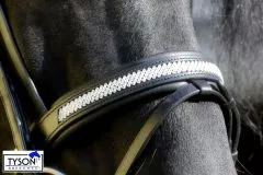 B WARE Trense Diamanti Strass Stirn + Nasenriemen Schwarz Leder VB WB Ledertrense B WARE