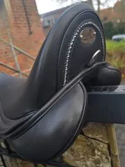 #38 Ledersattel B WARE Beauty Schwarz 1 X 15 Zoll + 5 X Kopfeisen verstellbar Mono Sattel Shetty Glitzer Welsh Kindersattel Sattel Leder B WARE