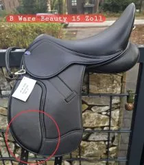 #38 Ledersattel B WARE Beauty Schwarz 1 X 15 Zoll + 5 X Kopfeisen verstellbar Mono Sattel Shetty Glitzer Welsh Kindersattel Sattel Leder B WARE