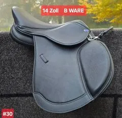 #30 Einzelstck 14 Zoll Schwarz ** B WARE ** B WARE ** Leder Sattel JUMPER VS Schwerpunkt Springen + Kopfeisen Kindersattel Ponysattel Schwarz B WARE B WARE