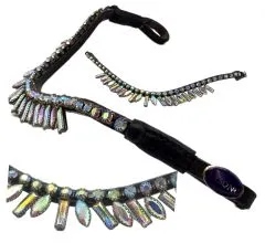 Stirnriemen Diadem Flint PONY VB WB Regenbogenfarben Perlmut geschwungen Stirnband Tysons 37 / 41 cm