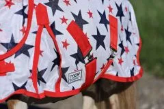 Fliegendecke Sterni Netz Mesh + Halsteil abnehmbar Weiss Blau Rot Sternchen Fliegen Decke 70 75 80 85 90 95 100 cm