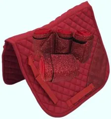 Sun Glitzer Set Schabracke Baumwolle mit Fleece Bandagen Rosa Rot Hellblau Lila Braun Schwarz Minishetty Shetty Welsh