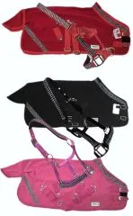 Zoe SET Abschwitzdecke mit Halfter Glitzer Minishetty Shetty 70 80 90 100 cm Rot Schwarz Rosa Glitzerset