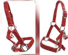 Fancy Halfter Minishetty Shetty Fohlenhalfter Glitzer Rot Glitzerhalfter Nylonhalfter Falabella Minipony