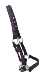 Halfter Fancy MMS Fohlenhalfter Glitzer Lila Fohlen Glitzerhalfter Kleiner Karabiner