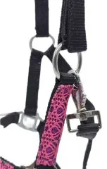 Halfter Fancy Minishetty Shetty Fohlenhalfter Glitzer Schwarz Pink Fohlen Glitzerhalfter Nylonhalfter