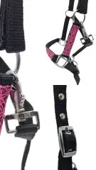 Halfter Fancy Minishetty Shetty Fohlenhalfter Glitzer Schwarz Pink Fohlen Glitzerhalfter Nylonhalfter