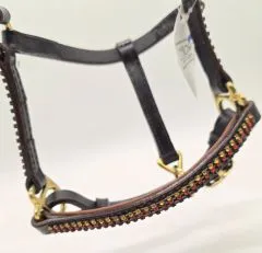 B Ware Halfter Leder Braun Schwarz Glitzer Minishetty Shetty Lederhalfter Show B Ware