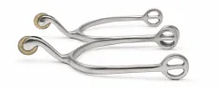 R�dchensporen Sporen Rad Edelstahl Messing 4,5 cm leicht nach oben gebogen 1 Paar = 2 St�ck