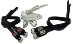 Sporenriemen Leder Glitzer Strass Weiss Rosa Blau Lederriemchen Sporenriemchen