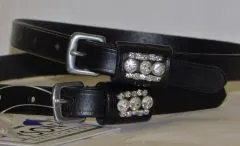 Sporenriemen Leder Glitzer Strass Weiss Rosa Blau Lederriemchen Sporenriemchen