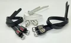 Sporenriemen Leder Glitzer Strass Weiss Rosa Blau Lederriemchen Sporenriemchen