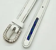 Sporenriemen Leder Glitzer Strass Weiss Rosa Blau Lederriemchen Sporenriemchen