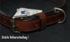 Lederhalsband Nieten oder Strass  Braun 41-46 cm Mittel