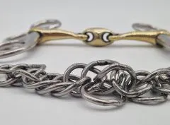 Mini Fahrgebiss Postkandare Minishetty Pelham 7,0 - 12,5 cm dop.gebrochen + Kinnkette