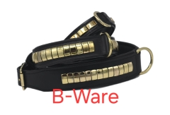 B - WARE !!! Hundehalsband DOLF Braun o Schwarz Gold Farben Messing Beschlge Leder B- WARE !!!!