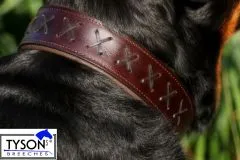 Hundehalsband Leder Zierstich Schwarz Braun M L XL BREIT Kreuz Halsband Leder Zierkreuz Lederhalsband Zierstick