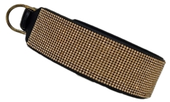 B WARE Hundehalsband Halsband FUNKY Glitzer Total  M L XL EXTRA Breit Gold- oder Silberfarben LEDER