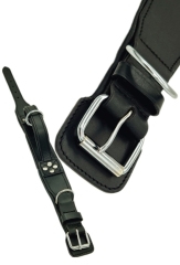 Halsband Halt´i Leder Schwarz Haltegriff  WEICH unterlegt M L XL Breit Lederhalsband mit Griff Haltehalsband