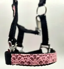 Halfter Fancy MMS MS S Glitzer Rosa Fohlen Fohlenhalfter Glitzerhalfter Kleiner Karabiner